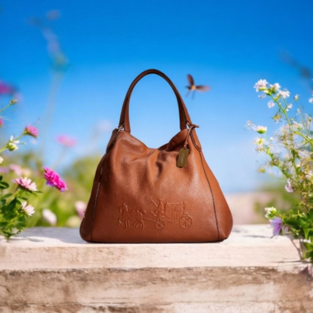 SOLD Coach Large Embossed Edie Horse & Carriage Shoulder Bag